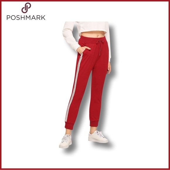Women's Drawstring Waist Striped Side Joggers Sweatpants with Pockets - Picture 3 of 14